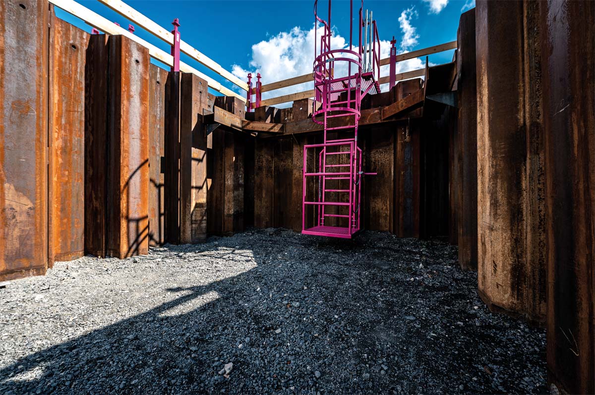 Die TIBATEK Spundwandleiter eingesetzt in einer Baugrube